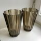 Pair of pleated smoked glass vases in the 70s
