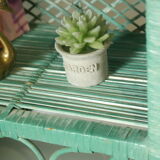 Vintage mint green wicker bookcase