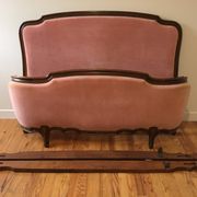 Louis XV pink velvet bed 140 x 190