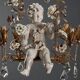 Antique chandelier in iron, gilded sheet metal and ceramic, Italy, 20th century