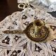 Hand candle holder medieval style solid brass twentieth century