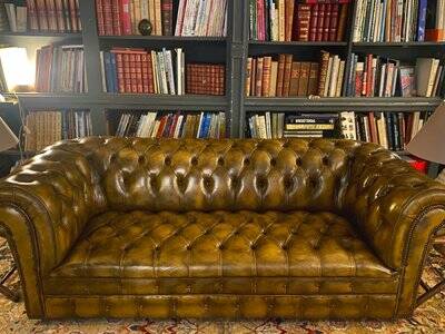 Chesterfield 3-seater sofa in brown leather