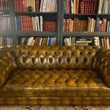 Chesterfield 3-seater sofa in brown leather