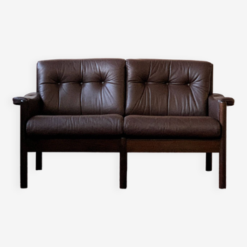 Compact leather sofa, denmark 1960s/70s, vintage, mid-century modern