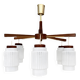 Scandinavian six-arm chandelier made of teak wood, Denmark, 1970s.