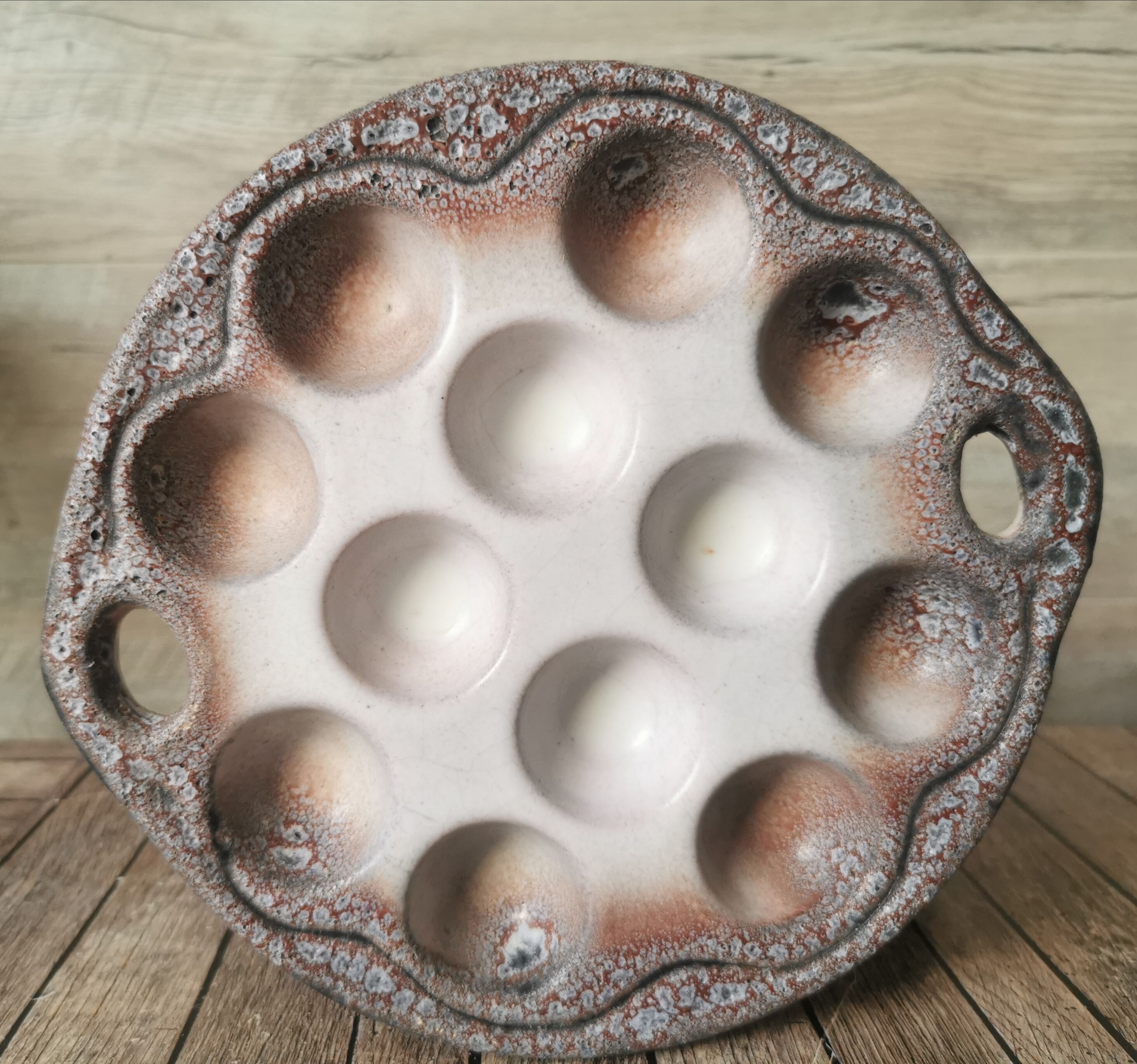 6 glazed ceramic snail plates
