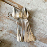 Series of 6 large silver metal spoons