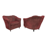Pair of Gio Ponti Mid-Century Modern Velvet Armchairs for Casa e Giardino