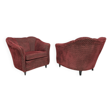 Pair of modern velvet armchairs by Gio Ponti from the mid-century for Casa e Giardino.