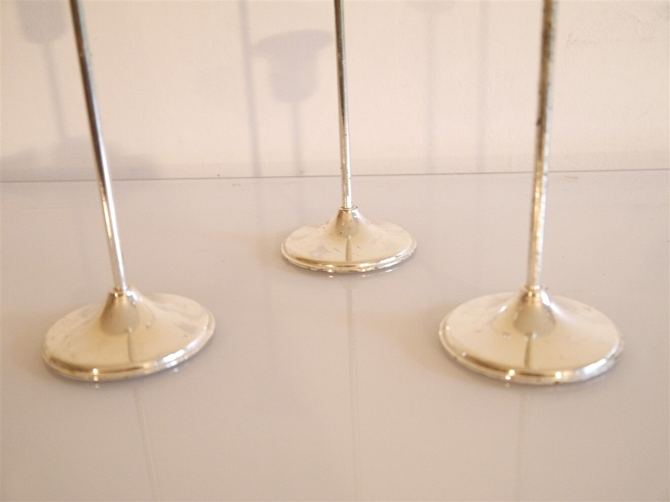 Set of 3 vintage metal candle holders 1970