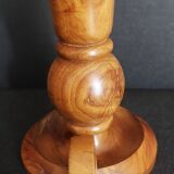 Vintage olive wood hand candle holder Oliv art made in Spain