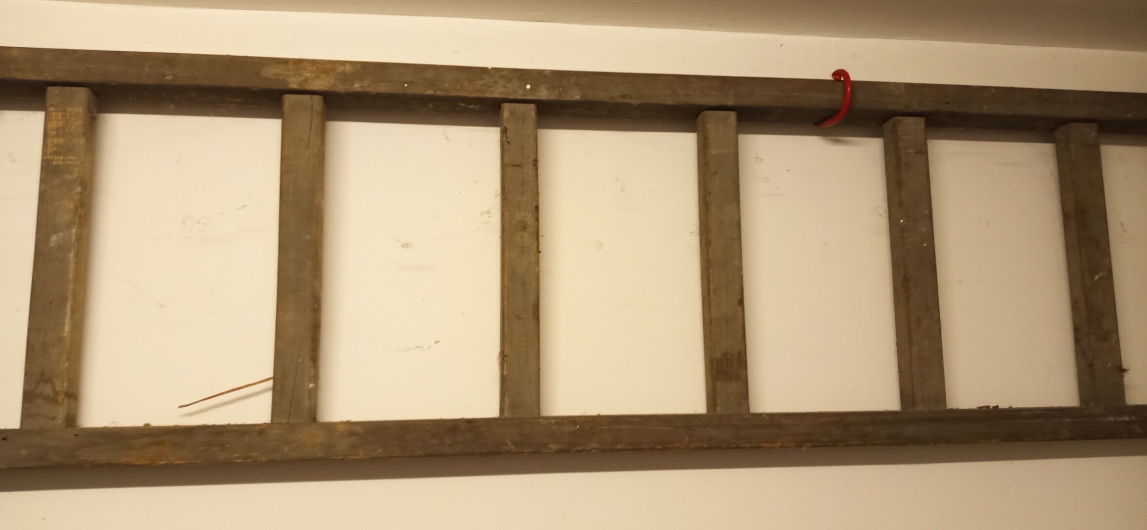 Old wooden flat roof ladder
