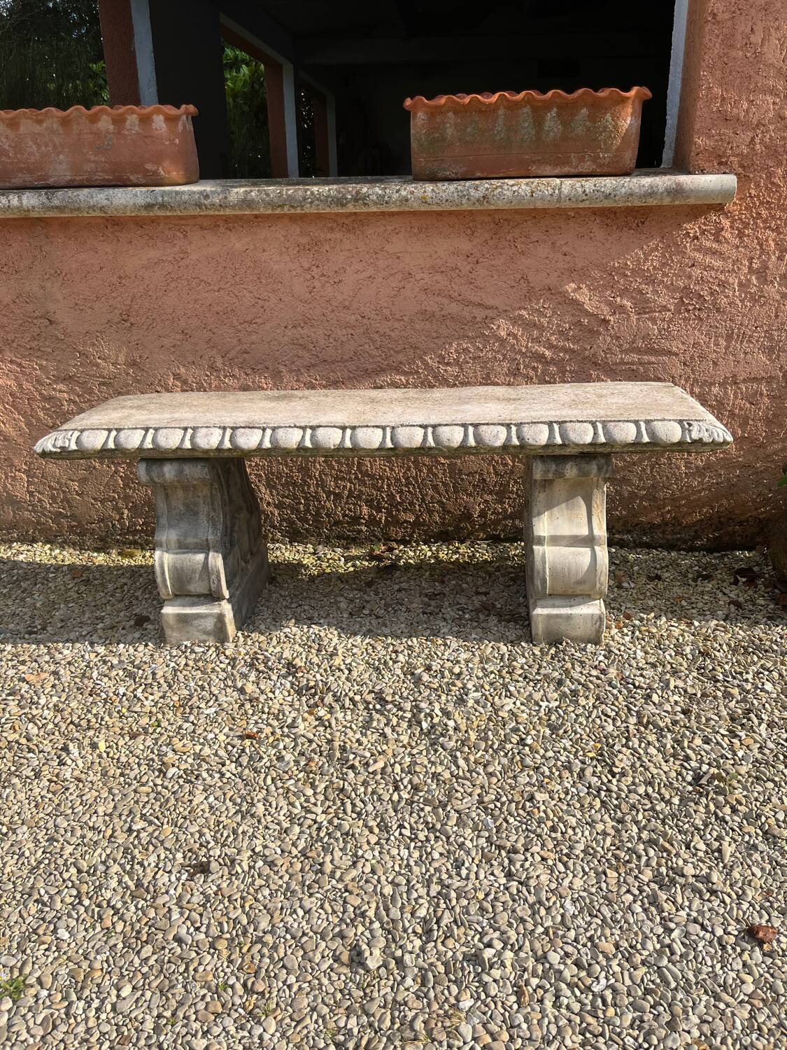 Stone garden bench