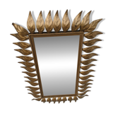 Vintage gold metal mirror with leaves from the 1950s.