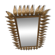 Vintage gold metal mirror with leaves from the 1950s.