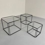 Lot of 3 vintage 1970s design nesting coffee tables by Max Sauze.