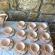 Service à café art deco en faïence rosé
