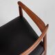 Chaise danoise vintage avec accoudoirs en teck et skaï neuf par Arne Vodder pour Vamo 1960