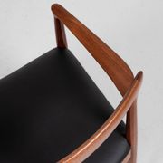 Midcentury Danish chair with armrests in teak and new skai by Arne Vodder for Vamo 1960s