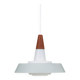 Rare Ernst Voss pendant lamp / glass / teak / aluminium / mid-century Danish modern design / 1960s