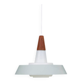 Rare Ernst Voss pendant lamp / glass / teak / aluminium / mid-century Danish modern design / 1960s