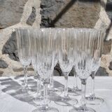 Set of 8 champagne flutes in cut crystal