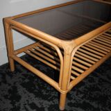 Table low vintage 70' rattan