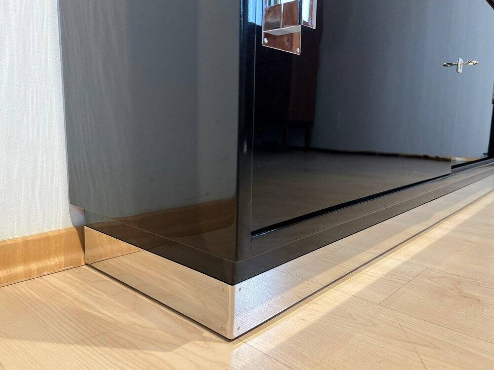 Vintage Bauhaus Office Cabinet in Black Lacquer and Mahogany, 1930