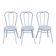 3 white steel and beige leather bistro chairs