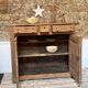 rustic wooden farm buffet sandblasted
