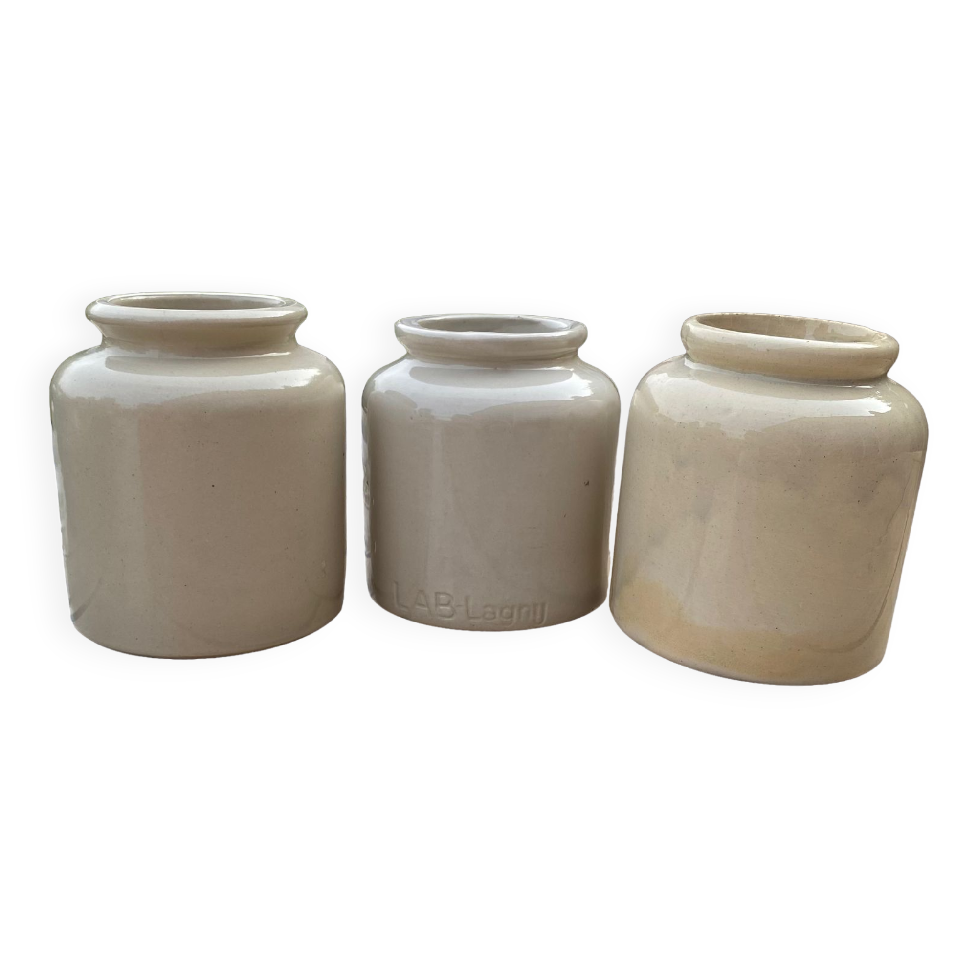 Trio glazed stoneware pots