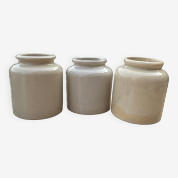 Trio glazed stoneware pots
