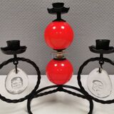 Wrought iron candle holder for 4 candles. by Erik Höglund in the 1960s