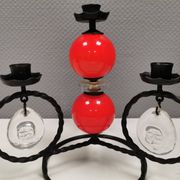 Wrought iron candle holder for 4 candles. by Erik Höglund in the 1960s