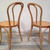Pair of curved wooden bistro chairs