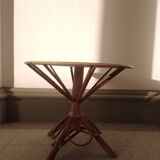 decorative round table with wicker and rattan