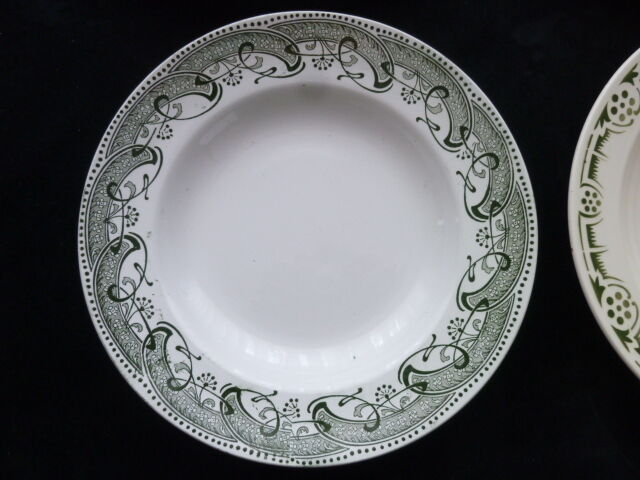 Set of 4 mismatched hollow plates Badonviller and Terre de Fer