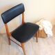 Scandinavian chair in beech and imitation leather black / vintage 60s-70s