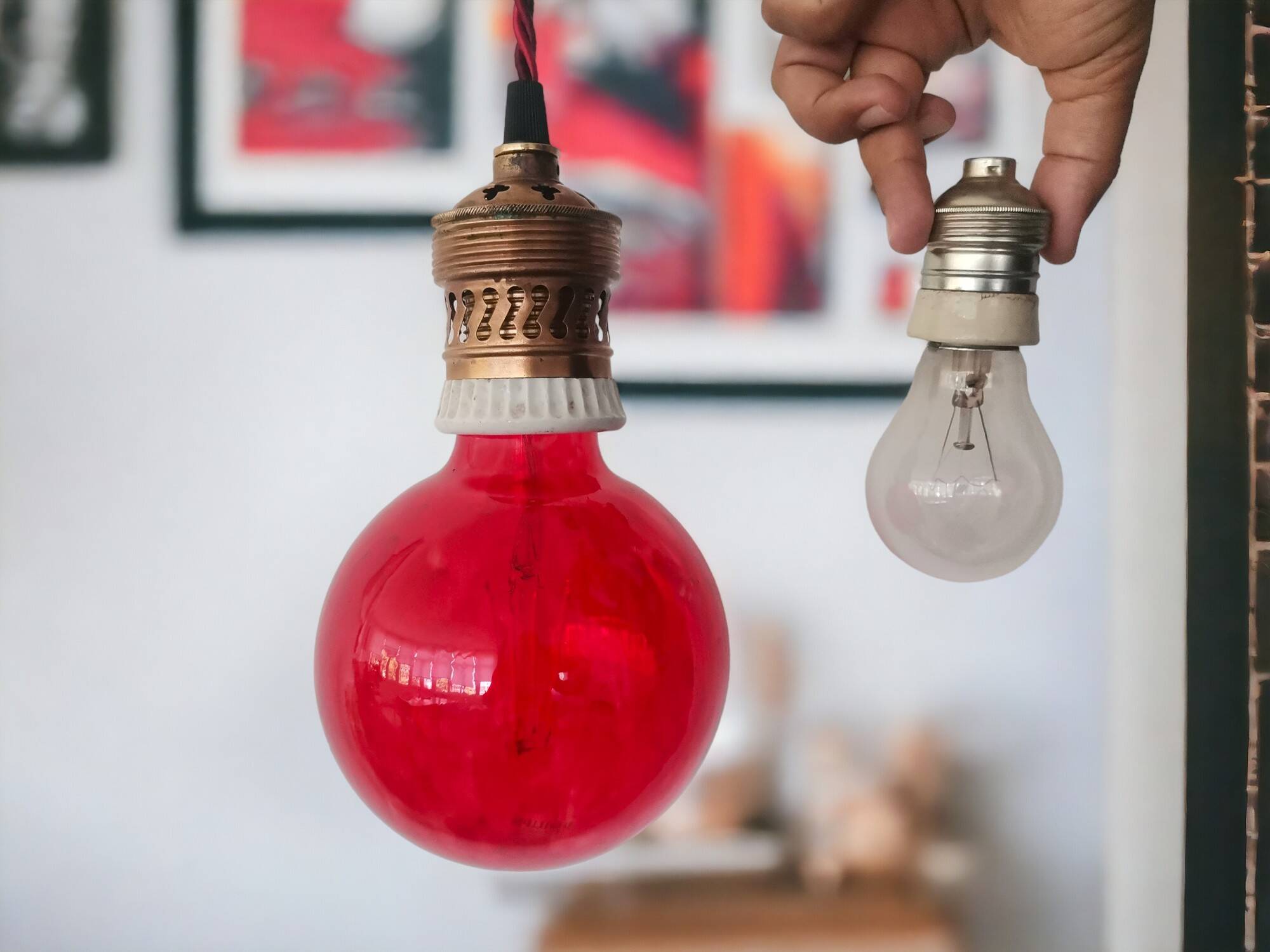 Antique giant brass light bulb socket 1900