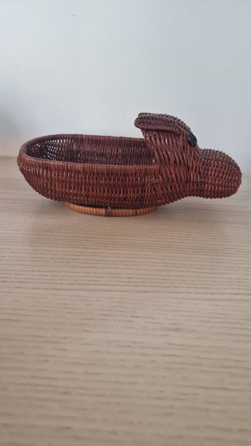 Hippopotamus zoomorphic wicker basket