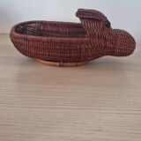 Hippopotamus zoomorphic wicker basket