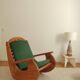 Scandinavian rocking chair in wood & mohair velvet