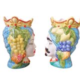 coppia di teste di moro siciliane in ceramica