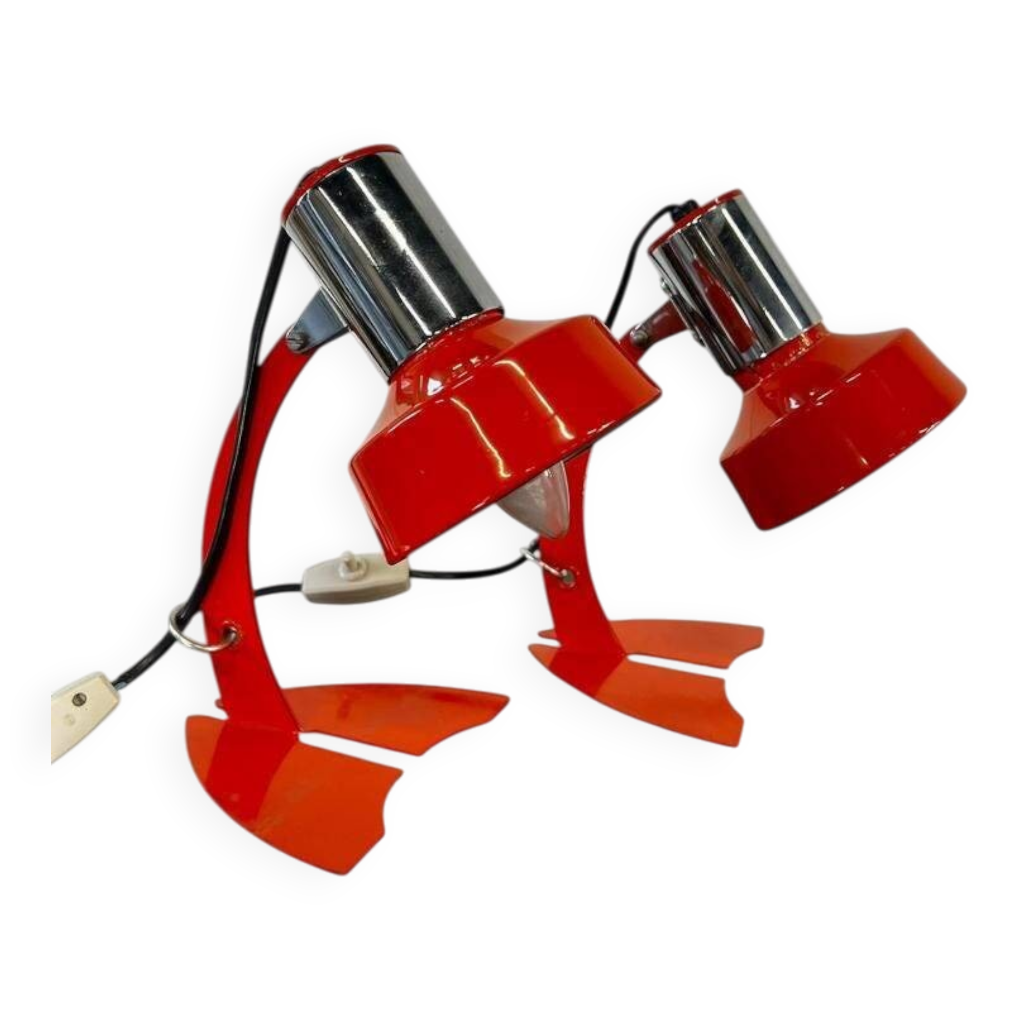 Set of 2 vintage orange table lamps / bedside lamps 'Maxam'