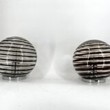 Pair of murano swirl glass table lamps, 1970s