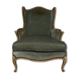 Armchair Louis XV " Shepherdess " Blue Velvet 19th century