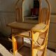 Bamboo and rattan vanity / dressing table with drawer and mirror, 1970s mid-century modern