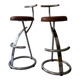 Bar stools in tubular chrome and tan leather, 1970s
