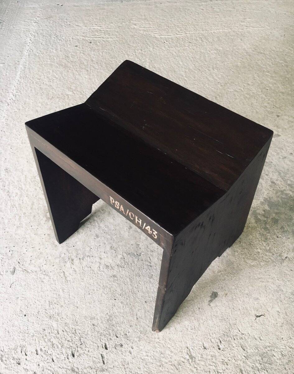 Modernist PJ-SI-68-A Sewing Stools by Pierre Jeanneret for Chandigarh, 1950s, India, Set of 2