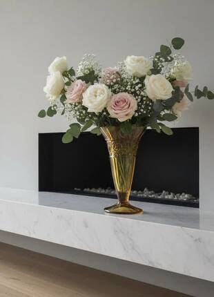 Vintage amber vase Verreries Scailmont